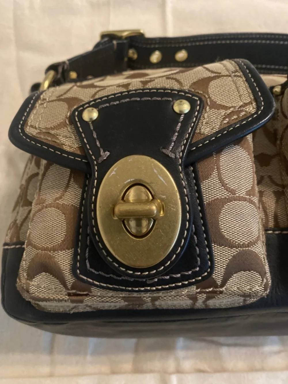 Coach Legacy Signature Turn Lock Shoulder Bag H0826-F12869